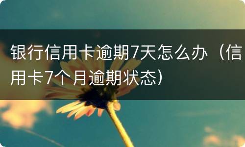 银行信用卡逾期7天怎么办（信用卡7个月逾期状态）