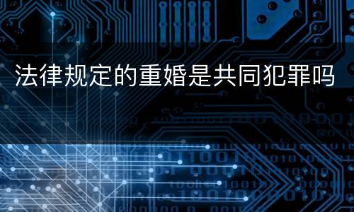 法律规定的重婚是共同犯罪吗