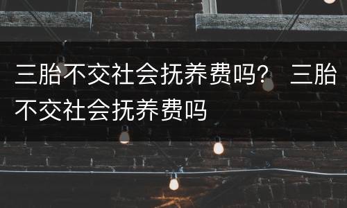 三胎不交社会抚养费吗？ 三胎不交社会抚养费吗