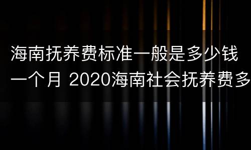 海南抚养费标准一般是多少钱一个月 2020海南社会抚养费多少钱