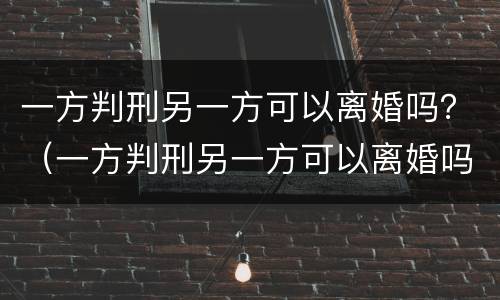 一方判刑另一方可以离婚吗？（一方判刑另一方可以离婚吗女方）
