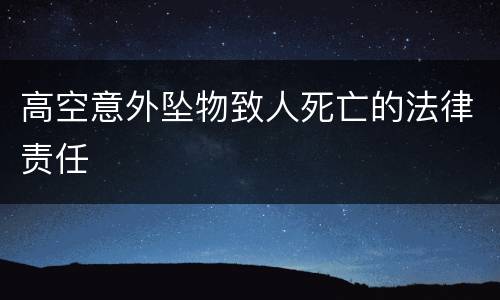 高空意外坠物致人死亡的法律责任