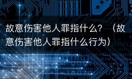 故意伤害他人罪指什么？（故意伤害他人罪指什么行为）