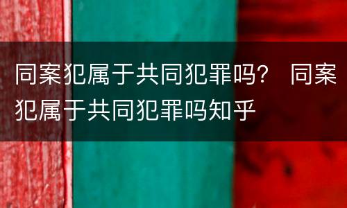 同案犯属于共同犯罪吗？ 同案犯属于共同犯罪吗知乎