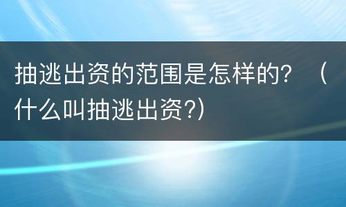 抽逃出资的范围是怎样的？（什么叫抽逃出资?）