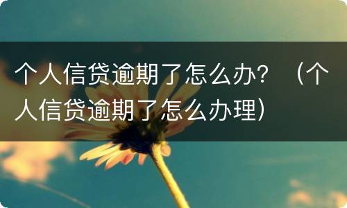 个人信贷逾期了怎么办？（个人信贷逾期了怎么办理）