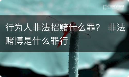 行为人非法招赌什么罪？ 非法赌博是什么罪行