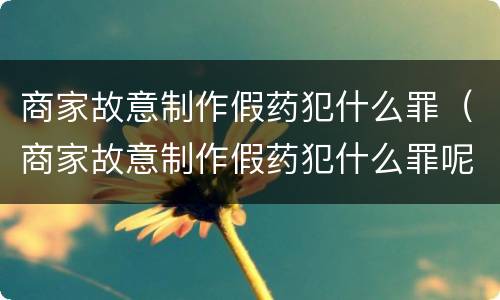 商家故意制作假药犯什么罪（商家故意制作假药犯什么罪呢）