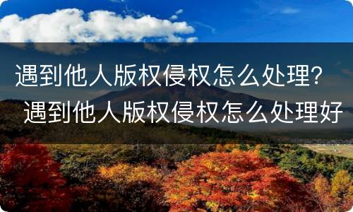 遇到他人版权侵权怎么处理？ 遇到他人版权侵权怎么处理好