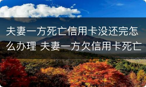 夫妻一方死亡信用卡没还完怎么办理 夫妻一方欠信用卡死亡一方无力偿还