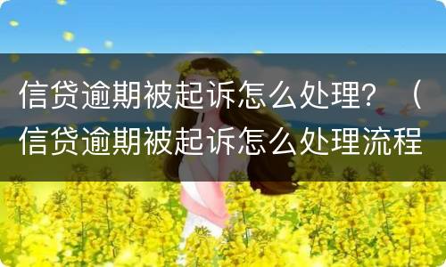 信贷逾期被起诉怎么处理？（信贷逾期被起诉怎么处理流程）