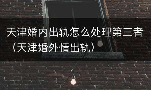 天津婚内出轨怎么处理第三者（天津婚外情出轨）