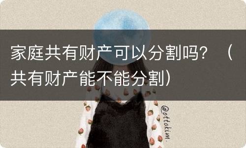 家庭共有财产可以分割吗？（共有财产能不能分割）