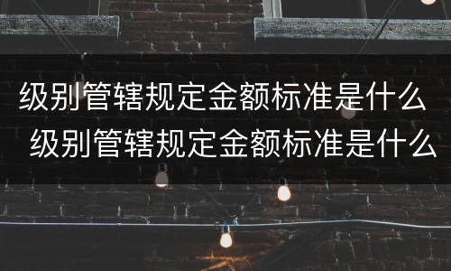 级别管辖规定金额标准是什么 级别管辖规定金额标准是什么意思