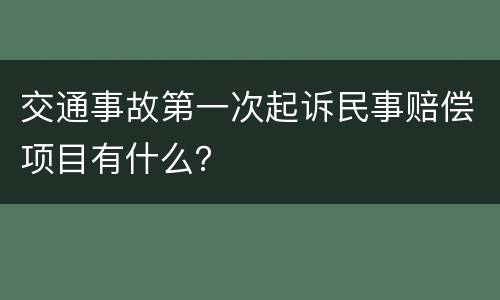 交通事故第一次起诉民事赔偿项目有什么？