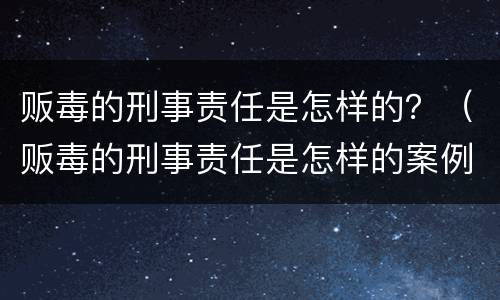 贩毒的刑事责任是怎样的？（贩毒的刑事责任是怎样的案例）