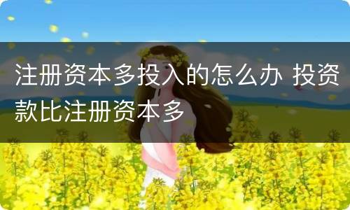 注册资本多投入的怎么办 投资款比注册资本多