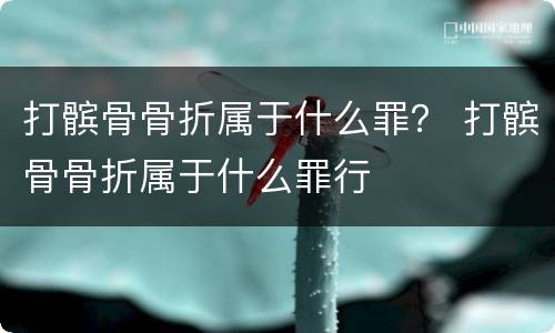 打髌骨骨折属于什么罪？ 打髌骨骨折属于什么罪行
