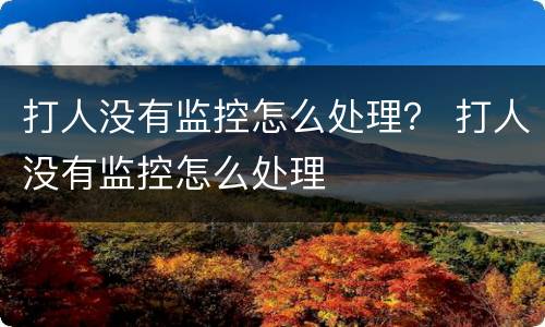 打人没有监控怎么处理？ 打人没有监控怎么处理