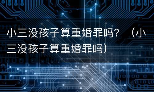 小三没孩子算重婚罪吗？（小三没孩子算重婚罪吗）