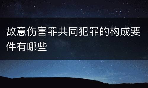 故意伤害罪共同犯罪的构成要件有哪些