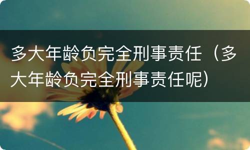 多大年龄负完全刑事责任（多大年龄负完全刑事责任呢）