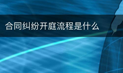 合同纠纷开庭流程是什么