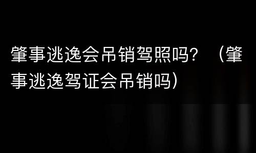 肇事逃逸会吊销驾照吗？（肇事逃逸驾证会吊销吗）