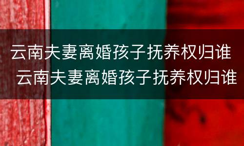 云南夫妻离婚孩子抚养权归谁 云南夫妻离婚孩子抚养权归谁所有