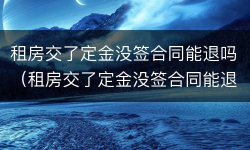 租房交了定金没签合同能退吗（租房交了定金没签合同能退吗,微信转账,没有定金收条）