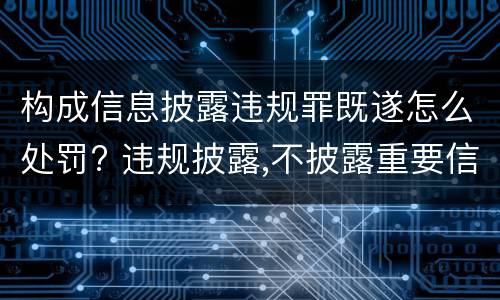 构成信息披露违规罪既遂怎么处罚? 违规披露,不披露重要信息罪判例