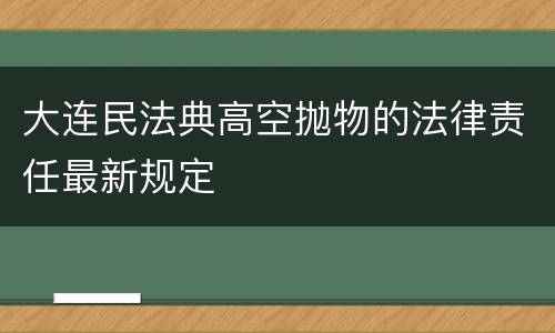 大连民法典高空抛物的法律责任最新规定