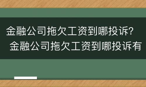 金融公司拖欠工资到哪投诉？ 金融公司拖欠工资到哪投诉有效