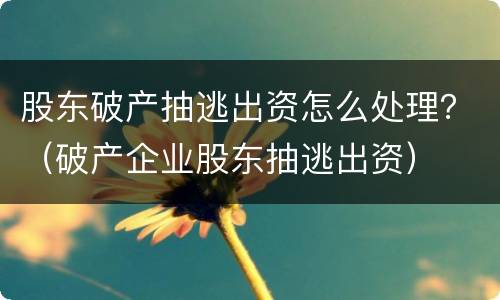 股东破产抽逃出资怎么处理？（破产企业股东抽逃出资）