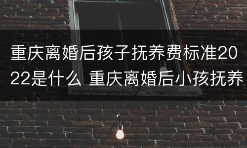 重庆离婚后孩子抚养费标准2022是什么 重庆离婚后小孩抚养费标准