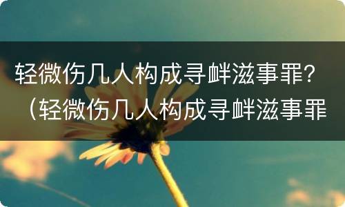 轻微伤几人构成寻衅滋事罪？（轻微伤几人构成寻衅滋事罪）