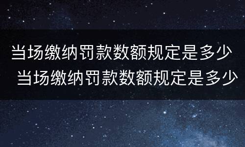 当场缴纳罚款数额规定是多少 当场缴纳罚款数额规定是多少元