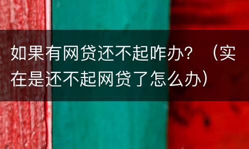 如果有网贷还不起咋办？（实在是还不起网贷了怎么办）