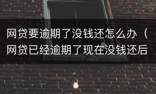 网贷要逾期了没钱还怎么办（网贷已经逾期了现在没钱还后面可以还吗）