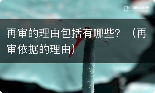 再审的理由包括有哪些？（再审依据的理由）