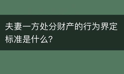 夫妻一方处分财产的行为界定标准是什么？
