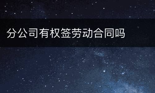 分公司有权签劳动合同吗