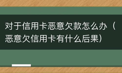 对于信用卡恶意欠款怎么办（恶意欠信用卡有什么后果）