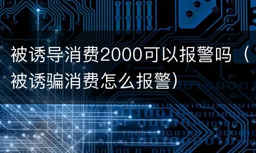 被诱导消费2000可以报警吗（被诱骗消费怎么报警）