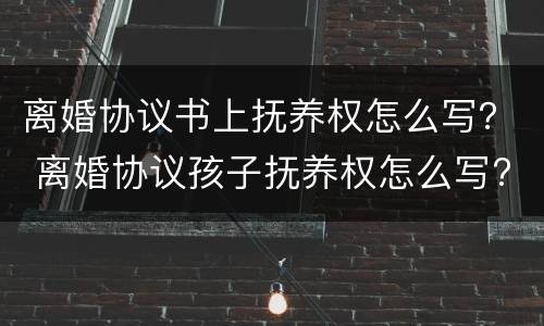 离婚协议书上抚养权怎么写？ 离婚协议孩子抚养权怎么写?