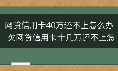 网贷信用卡40万还不上怎么办 欠网贷信用卡十几万还不上怎么办