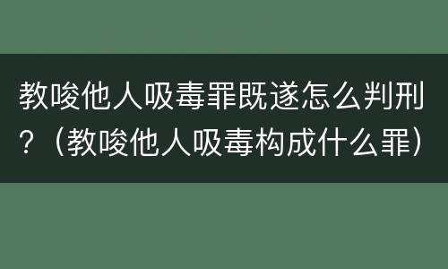 教唆他人吸毒罪既遂怎么判刑?（教唆他人吸毒构成什么罪）