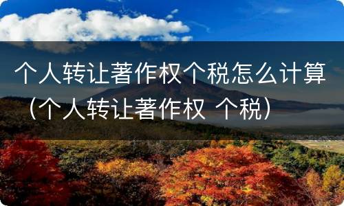 个人转让著作权个税怎么计算（个人转让著作权 个税）