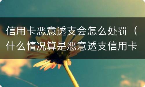 信用卡恶意透支会怎么处罚（什么情况算是恶意透支信用卡）