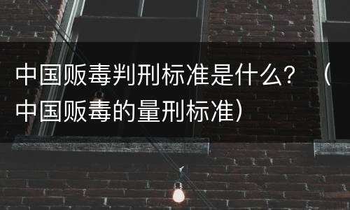 中国贩毒判刑标准是什么？（中国贩毒的量刑标准）